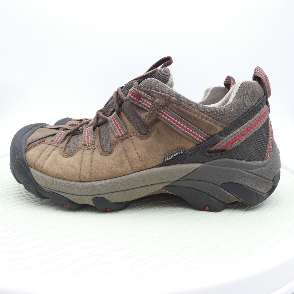 Keen Dry Mens 9 Brown Leather Waterproof Hiking Shoes Low Top Trail Sneakers